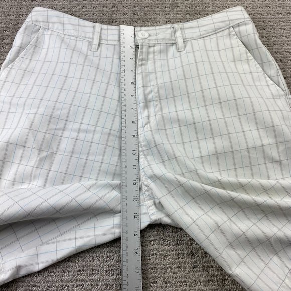 QUIKSILVER Shorts Men 34 White Blue Brown Plaid Short Pants Chino Casual Golf - Picture 11 of 13